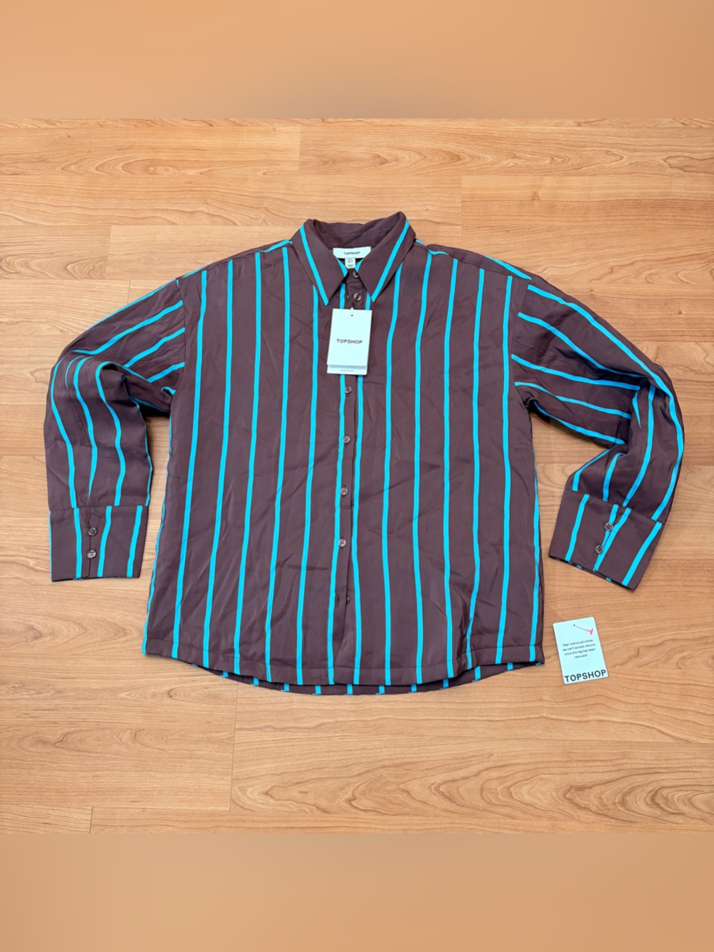 Topshop quilted oversized striped shirt sz 4 - Picture 8 of 9